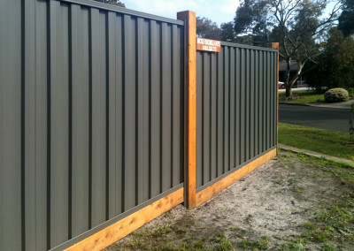 Colorbond Steel Infills with Timber Posts and Timber Gate